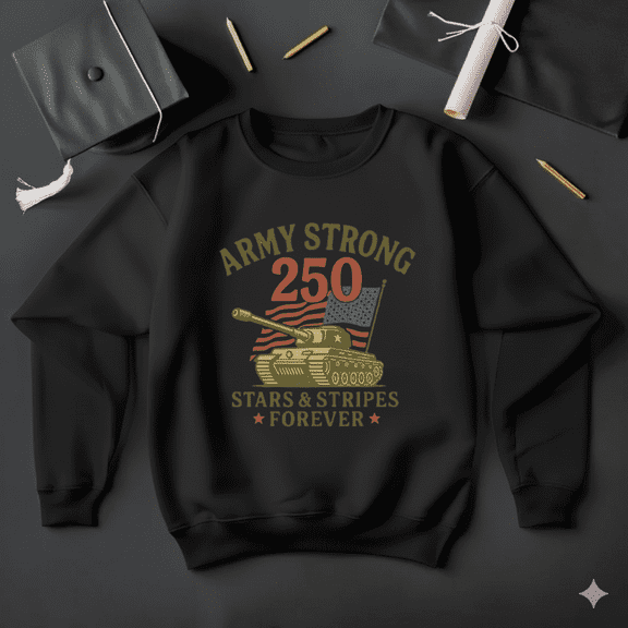 Military 250th Anniversary Heritage Freedom Pride Honor Tribute Graphic Sweatshirt, up to size 5XL