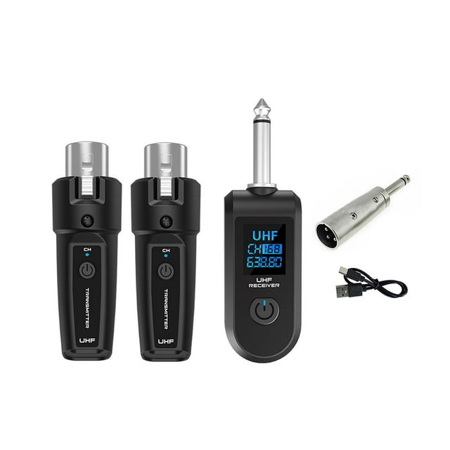 Yinanstore Audio Transmitter and Receiver Guitar System for Electric Bass Condenser Mic 1 with 2
