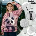 thumbnail image 6 of Uorisanigo Kids Girls Half Zip Pullover Sweatshirt Fall Trendy Cherry Blossom Panda Quarter Zip Pullover Sweatshirts Loose Long Sleeve Workout Shirts Comfy Jackets Sweaters No Hood, 6 of 7