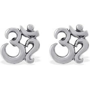 Boma Jewelry Sterling Silver Om Spiritual Symbol Stud Earrings