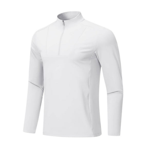 Chbgutlmr Workout Tops for Men Workout Running Zipper Stand Collar Long Sleeve Shirts Tops Solid Color