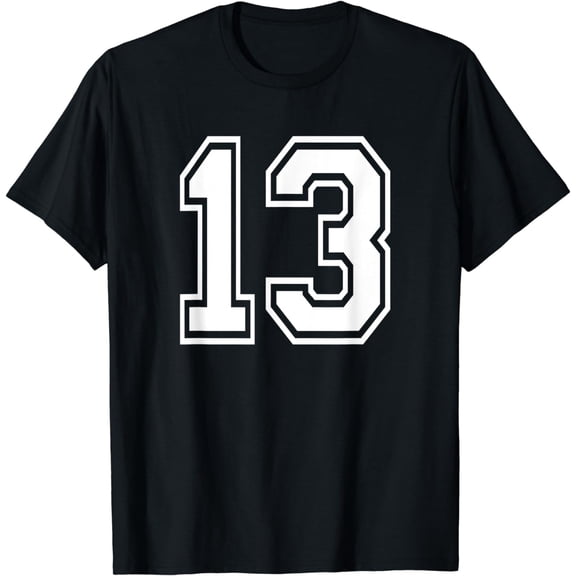 Number 13 Graphic Black Classic Short Sleeve T shirt for Casual Wear Unisex Tee