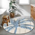thumbnail image 5 of Blue Palm Tree Round Rug 4ft Washable Circle Entryway Rugs Non Slip Coastal Summer Vintage Area Rug Indoor Floor Carpet for Bedroom Kitchen Living Room Home Office Dining Room Nursery, 5 of 8
