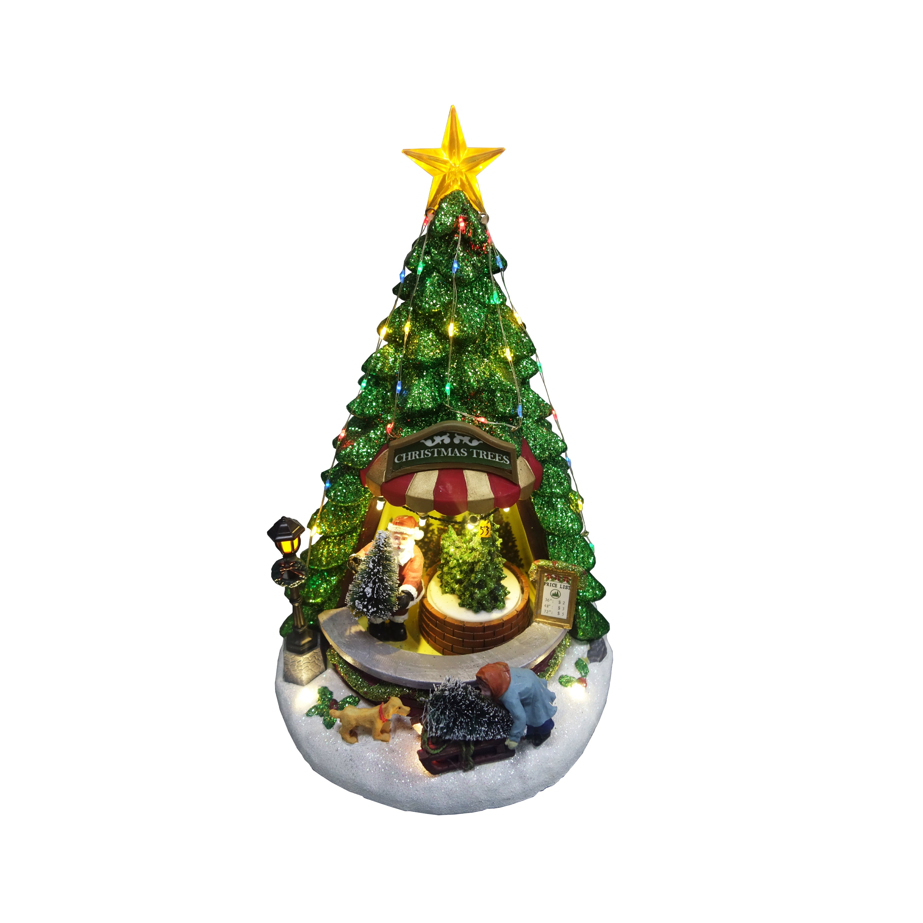 Alpine Corporation Rotating Christmas Tree Shop with LED Lights Holiday