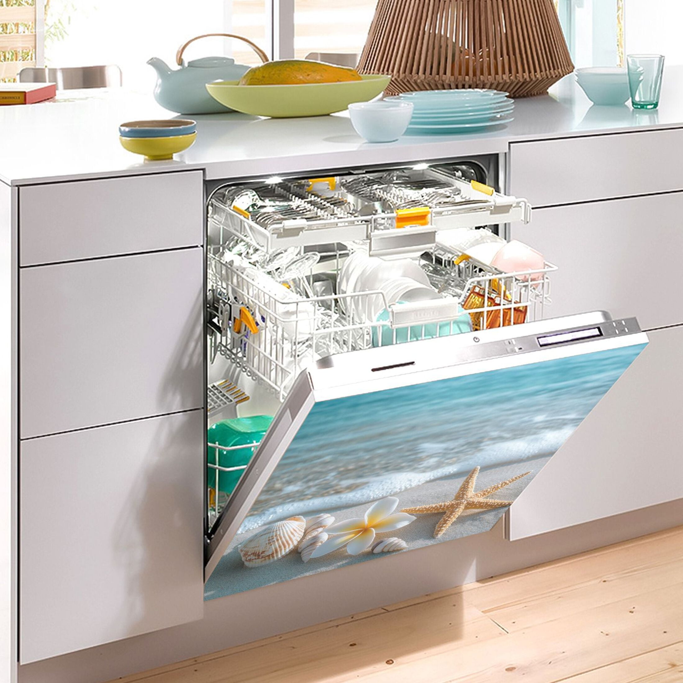 Dishwasher Magnetic Sticker 23x26 Inch Refrigerator Magnetic Sticker Washing Machine Magnetic Sticker Kitchen Panel Magnetic Sticker Home Decor Beautiful Sea Shell