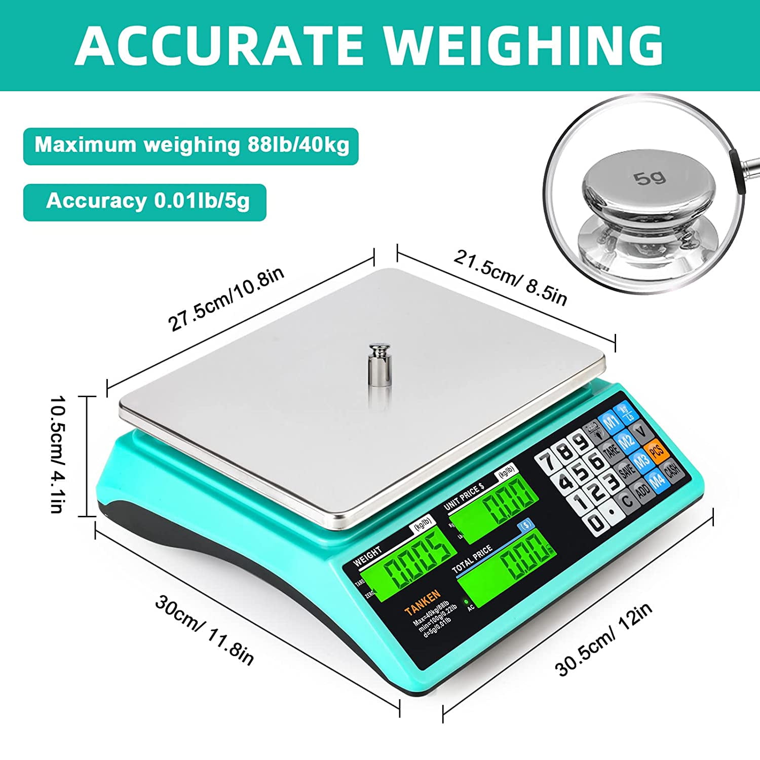 Alltanken Waterproof Price Computing Scale IP68, 66lb Digital Commercial  Food Meat Produce Weight Scale for Farmers Market, Seafood, Recha
