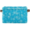 thumbnail image 2 of Storage Basket Christmas Snowflake Blue Foldable Canvas Laundry Baskets Bin Waterproof Inner Layer with Sturdy Handles for Toy Nursery Blanket Clothes 2 Pack, 2 of 7