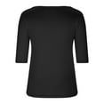 thumbnail image 4 of Fartey Women's Basic Half Sleeve V Neck T-Shirt Fashion Solid Color Casual Tops Business Work Blouses Plus Size Summer Tunic Tops 2025 Black XXXXXL, 4 of 6