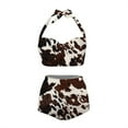 thumbnail image 3 of Yuyamidu Brown Cow Print Women Tankini Swimsuits 2 Pieces Casual Halter Bikini Sets Size M Quick Dry Tie Closure High Waisted Bathing Suit Summer Sexy Swimwear, 3 of 6