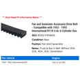 thumbnail image 2 of Fan and Generator Accessory Drive Belt - Compatible with 1953 - 1955 International R110 3.6L 6-Cylinder Gas 1954, 2 of 2