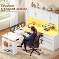 thumbnail image 5 of L Shaped Electric Standing Desk with Hutch, Adjustable Height Computer Desk with 3 Drawers and Storage Shelves, 5 of 8