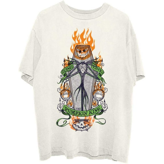 Disney Unisex T-Shirt The Nightmare Before Christmas Orange Flames Pumpkin King (Small)