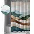 thumbnail image 4 of Teal Brown Ombre Shower Curtain, 60" x 72", Abstract Art Modern Waves Waterproof Bathroom Curtain Washable Shower Curtain Set with 12 Hooks, 4 of 6
