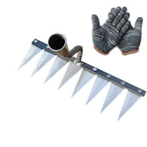 Bfogop The Heavy-Duty Iron Weeding Rake,1pc Iron Rake with Glove for Gardening and Weeding with 8 Metal Tines,Ironrake for Backyard Lawn Loosening Planting Weeding