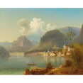 thumbnail image 2 of Ferdinand Lepie 24x20 Black Ornate Framed Double Matted Museum Art Print Titled: View of Hallstatt, 2 of 5