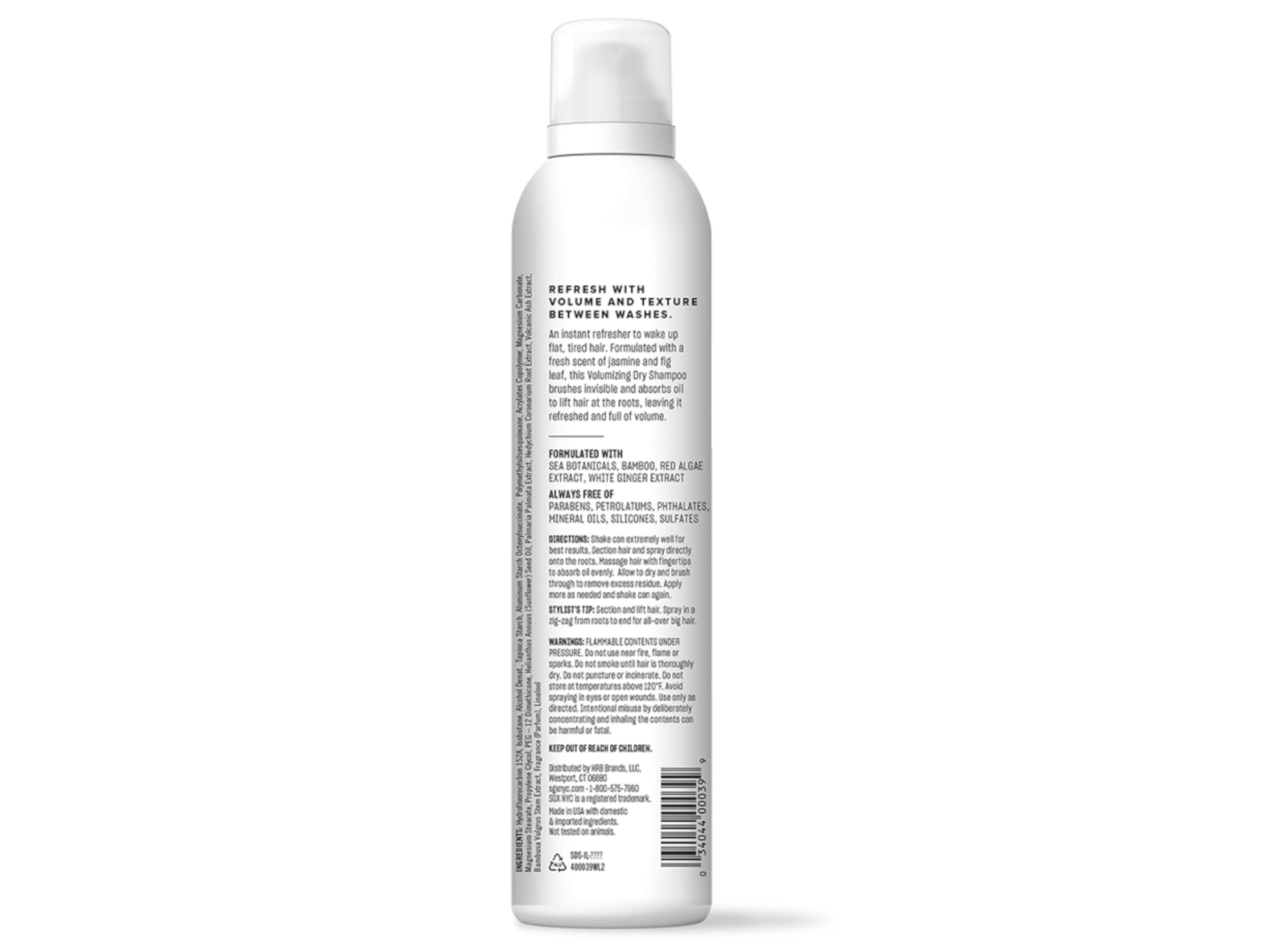 SGX NYC Dry Touch Volumizing Dry Shampoo Spray Absorbs Oil Adds Body Refreshes Instantly Fresh Jasmine and Fig Leaf Scent 6.5 oz (Pack of 2)