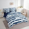 thumbnail image 3 of Feelyou Marine Sealife Twin Bedding Sets 7-Piece, Ocean Lighthouse Bedding Comforter Set, Stripes Geometric Sheet Sets, Breathable Bedroom Decorative, 3 of 7