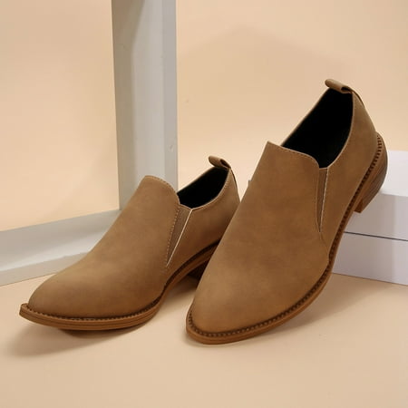 XDDST Womens Casual Shoes Medium Heel Women s Fashion Back Zip Low Heel Ankle Boots Short Boots Brown