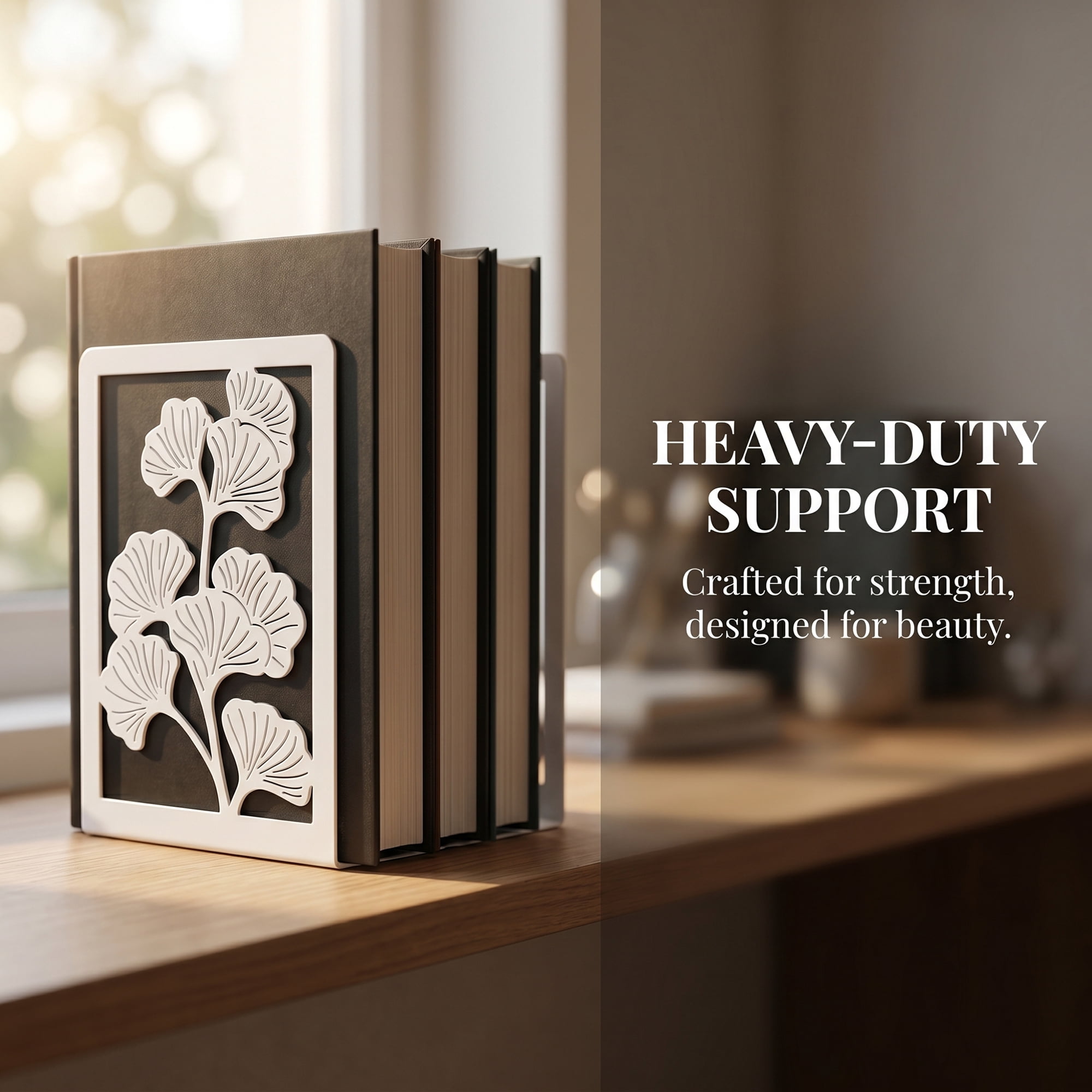 Unique Bargains Decorative Non-Skid Hollow-out Metal Bookends for Home White 4.7"x3.5"x7"