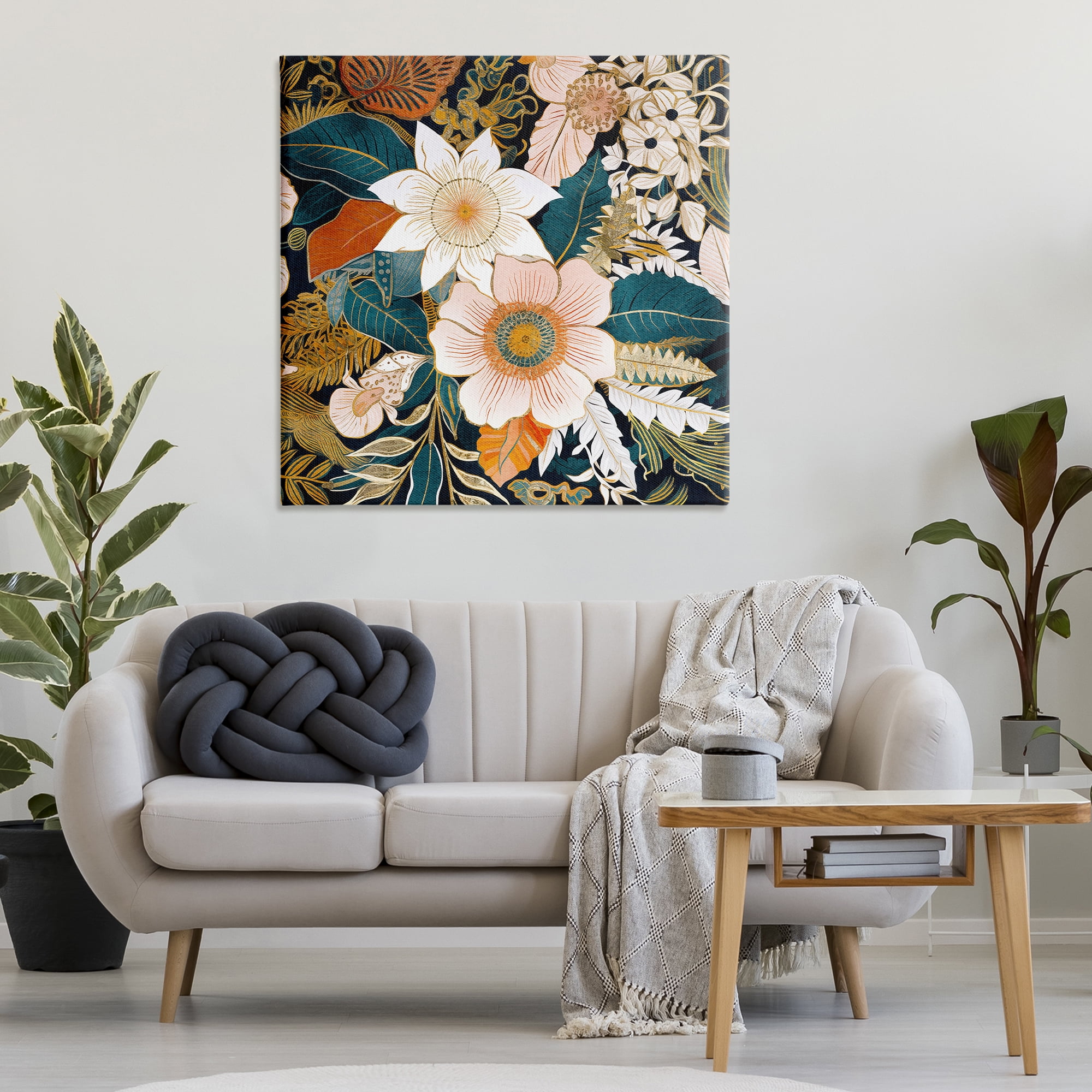Stupell Industries Eclectic Floral Pattern Botanical & Floral Painting Gallery Wrapped Canvas Art Print Wall Art, 36 x 36