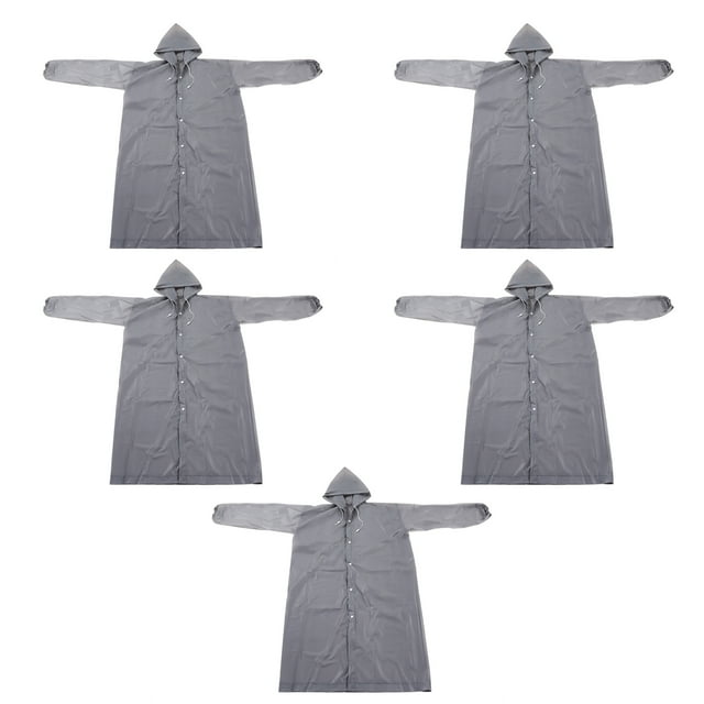5 uds impermeable con capucha EVA gruesa de secado rápido reutilizable una pieza Poncho de lluvia con capucha chaqueta para adultos viajes al aire libre gris YUNYI BRAND Deportes
