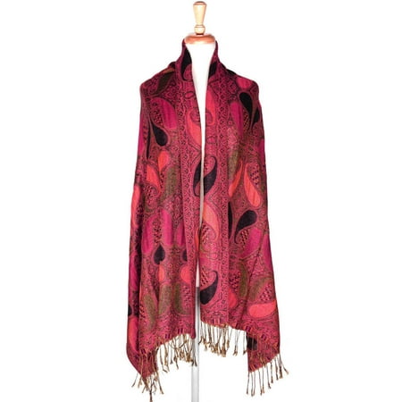 Layer Scarf - Paisley Pattern Tow Layered Woven Pashmina Shawl Scarf Wrap Stole