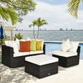 thumbnail image 4 of Costway 4PCS Patio Rattan Wicker Sofa Furniture Set Cushioned Conversation Ottoman Set, 4 of 10