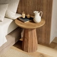 thumbnail image 6 of 19" Solid Wood Small End Table Set of 2, Farmhouse Round Pedestal Side Table, 6 of 7