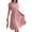 Blush Pink, variant on Women's Ditsy Floral Pleated Belted Midi Dress Round Neck Short Sleeves A Line Hem Casual Chic 60% Polyester Dress