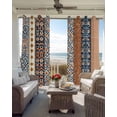 thumbnail image 4 of Boho Flower Stripe Blackout Curtains 84 Inches Long for Bedroom, Bohemian Ethnic Retro Patterns Thermal Insulated Room Darkening Black Out Window Curtain Panels Grommet Drapes for Living Room, 4 of 8