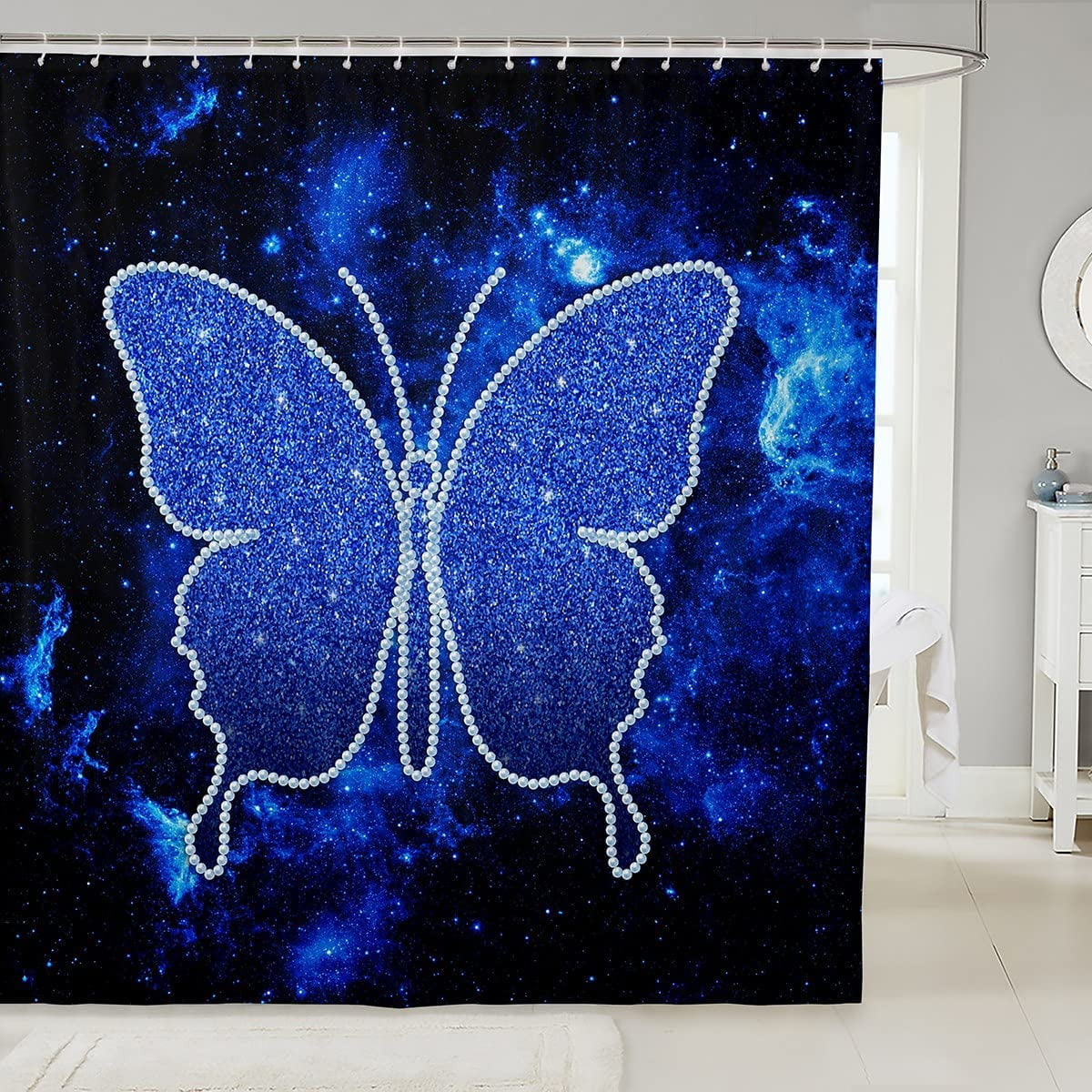 Paris Shower Curtain Eiffel Tower Musical Notes Bathroom Curtain for