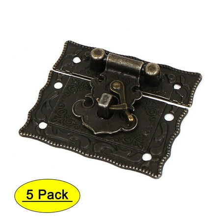 Unique Bargains Rectangle Antique Style Case Chest Box Clasp Hasp Latch Bronze Tone 5 Sets