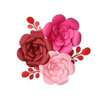 3d Flower Wall Art Paper Backdrop Decor Flowers Christmas Decoration Embellishments Red