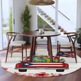 thumbnail image 4 of Round Area Rug 5 Ft, Puerto Rican Flag Washable Non-Slip Circle Carpet for Living Room/Bedroom, Vintage Country Truck Flowers Wooden Grain Low-Profile Runner Mats Collection Rugs for Indoor, 4 of 7