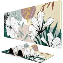 Large Mouse Pad, Desk Pad, XXL XL Extended Gaming Mouse Pad, Desk Mat for Office & Home, Long Keyboard Mat, Huge Mouse Pad, Desktop Full Cover 35.4 x 15.7 Inches, Modern Style Blue Flowers