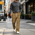 thumbnail image 5 of GrmtClth Plaid Pants for Men Elastic Waist Loose Lounge Checkered Sleepwear with Pockets Yellow 2XL, 5 of 7