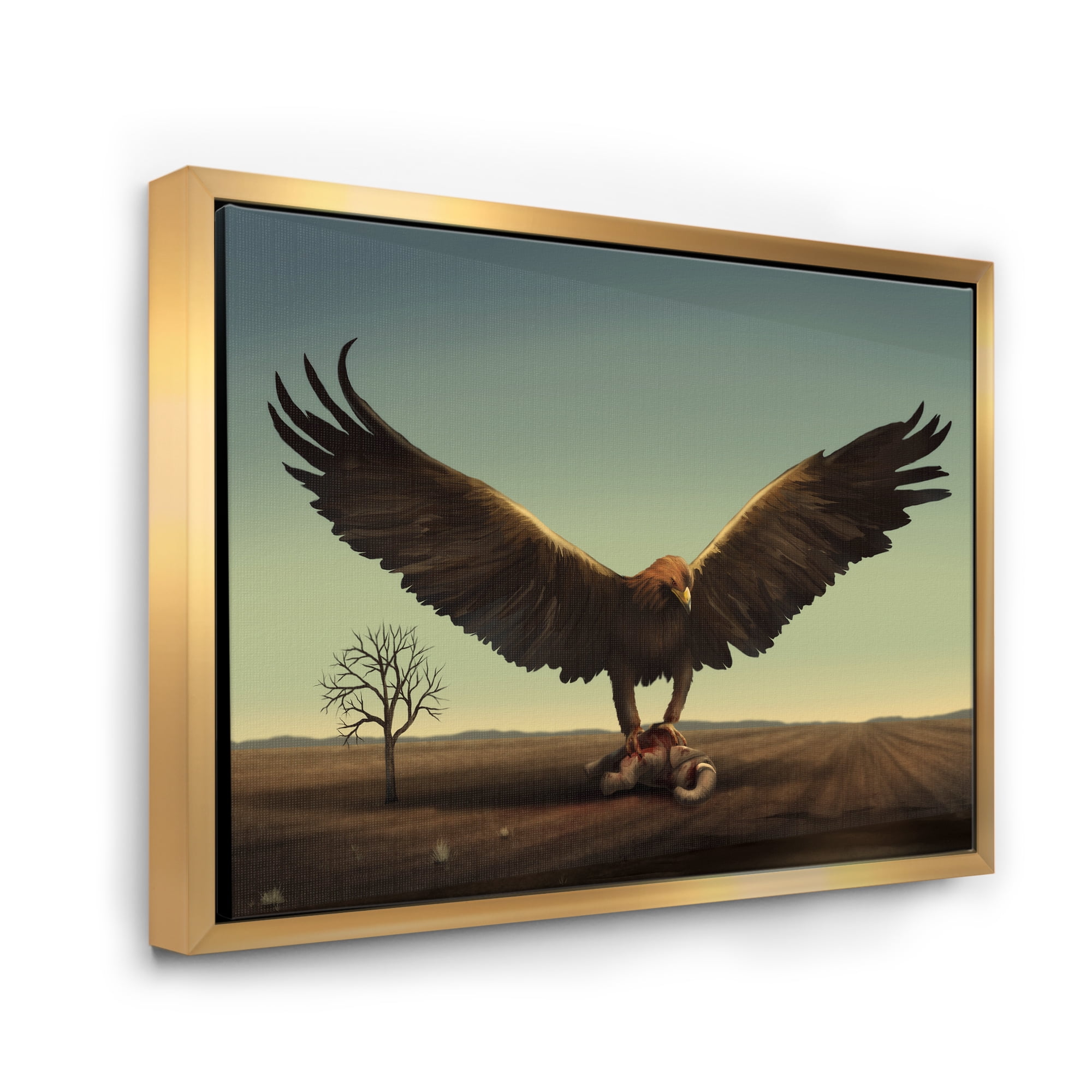 Designart 'Open Wings Roc Bird in Wild' Farmhouse Framed Canvas Wall Art Print