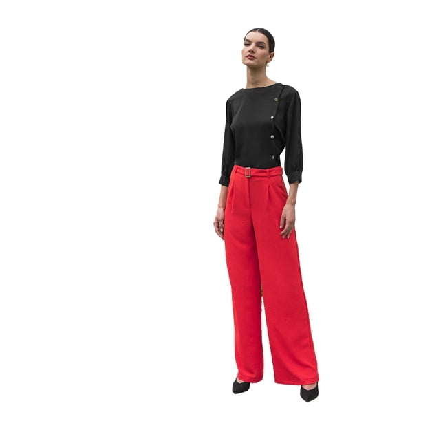 Pantalón largo de tiro alto André Badi rojo grande 21-1132