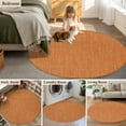thumbnail image 6 of Burnt Orange Burlap Texture Round Area Rug 6 FT,Non Slip Bedroom Area Rug,Farmhouse Vintage Orange Washable Soft Circular Carpet Non-Shedding Floor Mat for Kitchen Dining Room Home Office Kids Room, 6 of 9