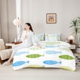 thumbnail image 4 of Erosebridal Teens Japanese Style Fishes Bedding Comforter Set 7pcs,Girls Boys Green Blue Stripes Animal Queen Bedding Sets,Luxury Bedroom Decor, 4 of 6