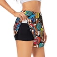 thumbnail image 3 of Lsque American Football Printed Women's Running Shorts with Liner Pockets,Elastic Quick Dry Workout Athletic Gym Yoga Shorts,Womens High Waist Shorts-Large, 3 of 9