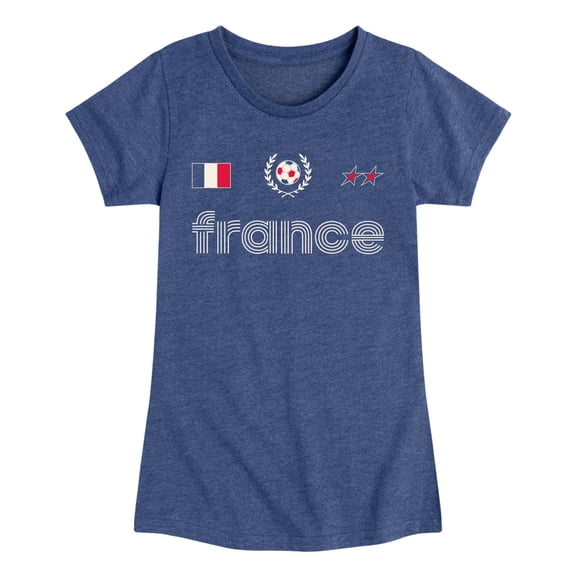 Instant Message - France Soccer Jersey - Youth Girls Fitted Short Sleeve T-Shirt