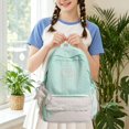 thumbnail image 3 of Lace Plaid Backpack, Mixed Pattern and Ribbon Bows, Spacious Lightweight Backpack for Commute Shopping, Lightweight study Bookbag with Front Zipper and Side Pockets, Green, 3 of 4