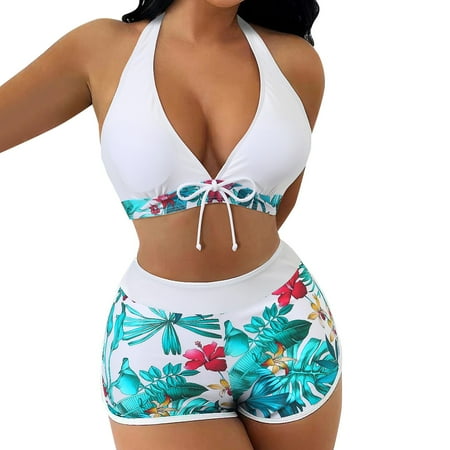 Durtebeua Bikini Set for Women Color Block Cheeky High Cut Bathing Suits High Waisted Bikinis Swimwear Racerback Tops with Bottom Gift for her