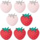 thumbnail image 1 of 1 caja de 12 cuentas de silicona de 2 colores con forma de fresa, para alimentos, de imitación de fruta roja, para verano, sueltas., 1 of 6