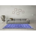 thumbnail image 3 of Ahgly Company Machine Washable Indoor Round Abstract Blue Contemporary Area Rugs, 3' Round, 3 of 4