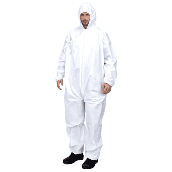 Suntech Microporous Protective Coveralls, Attached Hood, Disposable Hazmat PPE, White, 25 Case (3X)