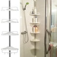 thumbnail image 4 of QHUDLV 4-Tier Adjustable Telescopic Shower Caddy 110-260cm Corner Bathroom Shelf Organizer with Drainage Holes Rust-Proof Stainless Steel & ABS Plastic No-Drill Installation, 4 of 8