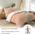 thumbnail image 7 of Peach Fuzz Bedding Duvet Cover Set Twin Size 4 Pieces Coral Solid Color Soft Twill Plush Quilt Cover, Include 1 Duvet Cover 1 Flat Sheet And 2 Pillow, 7 of 7