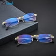 thumbnail image 2 of Zilead-gafas de lectura sin montura para hombre y mujer, lentes cuadradas sin marco para presbicia, con aumento de luz azul, dioptrías + 100 + 400, 2 of 4